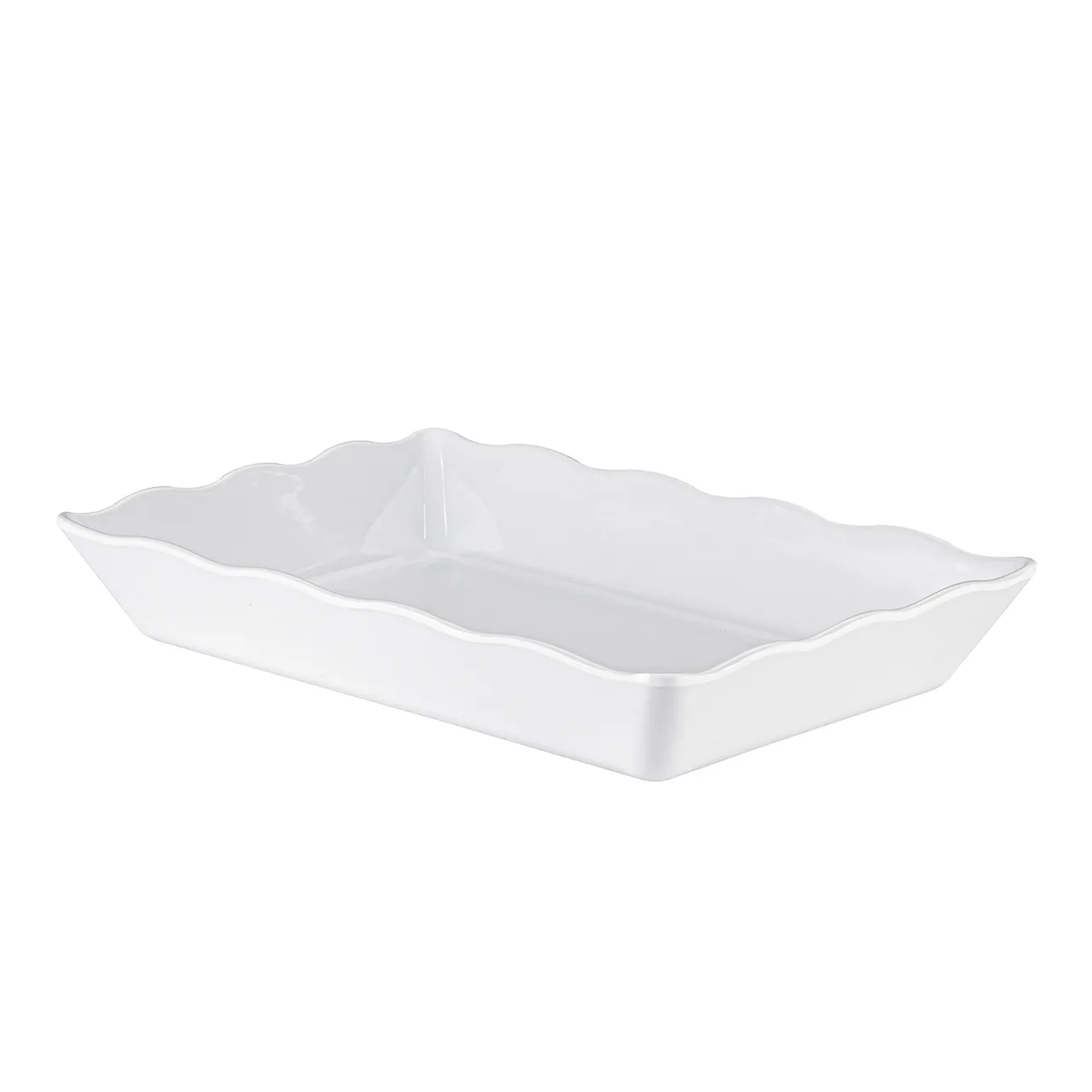 CAC China MLSC-RT341-W China Platter, 13-3/4" W x 9" D x 2-1/2" H, White, Scallop Edge - Dozen