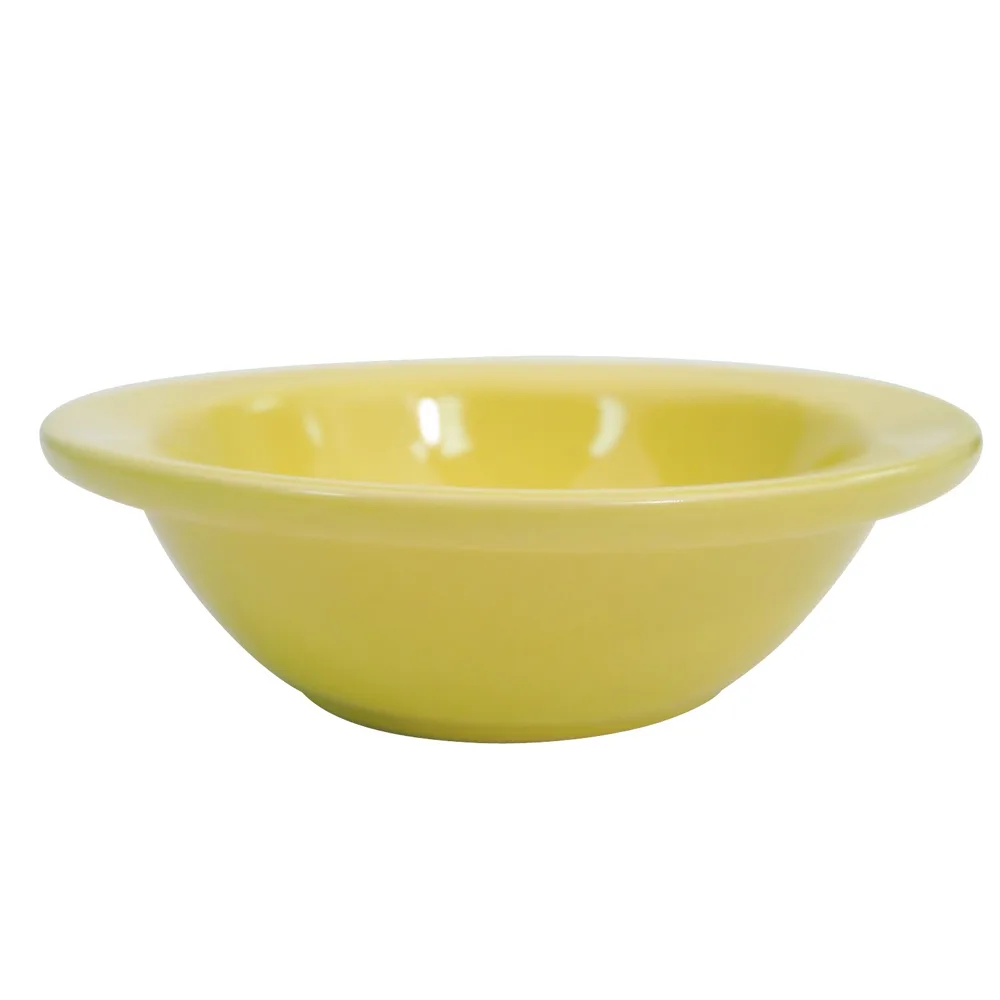 CAC China L-11NR-Y Las Vegas Fruit Dish, 4-5/8" Dia., 1" H, 4 oz, Round, Yellow Stoneware - Dozen