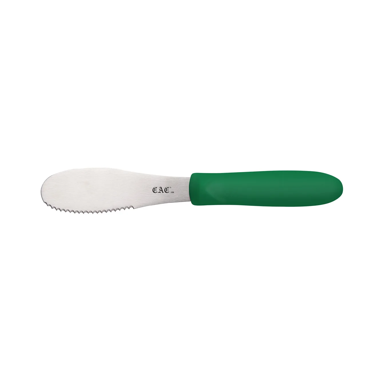CAC China SPSP-4GN Spreader, 3-7/8", Stainless Steel, Serrated Plastic Handle, Green