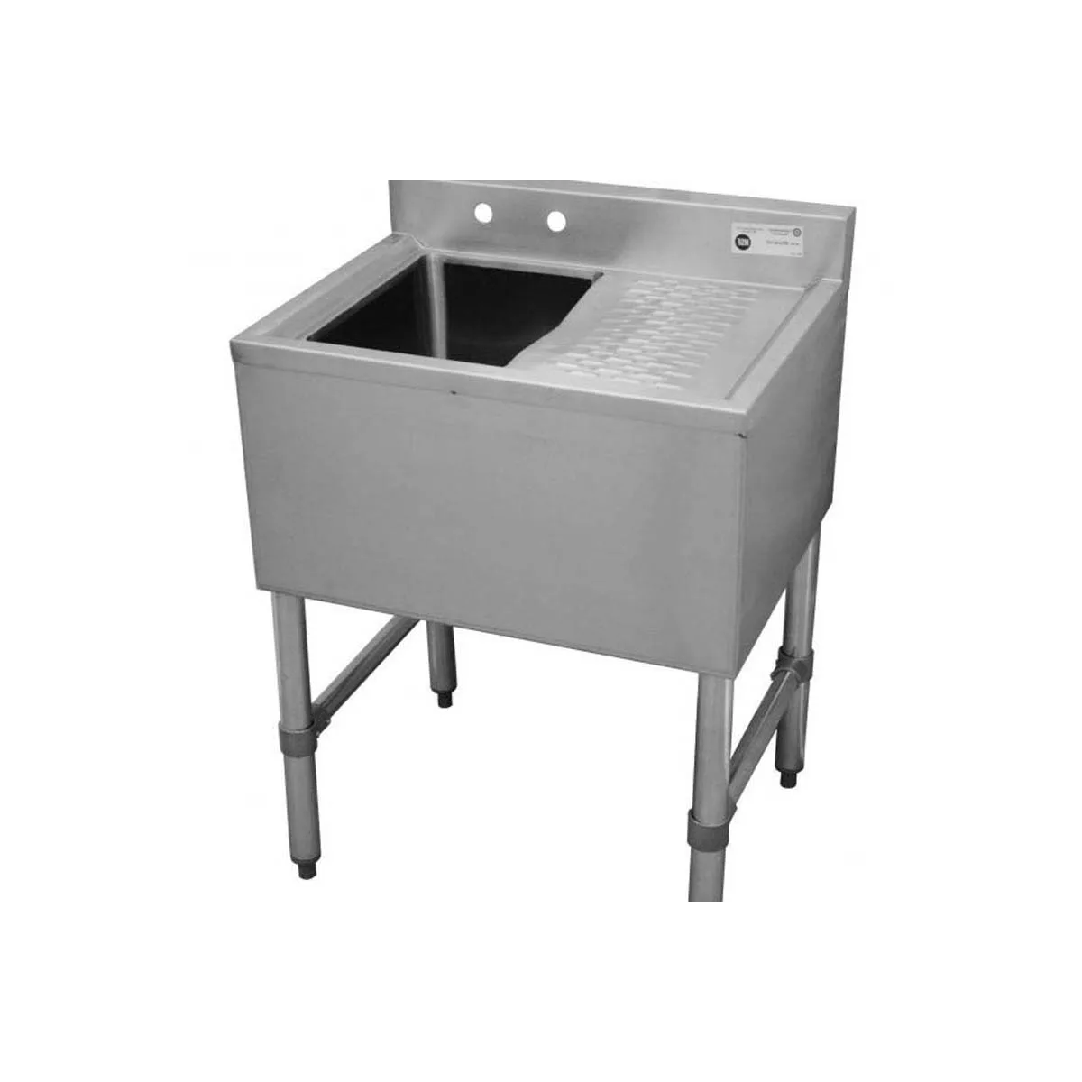Serv-Ware BAR1B24-R-CWP 24" 1 Compartment Underbar Sink w/ 1 Right Drainboard, 4" Faucet Holes