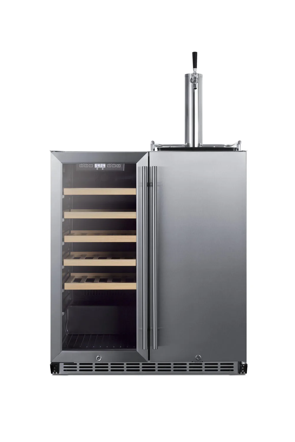 Summit SWBC3041 Wine Cellar & Kegerator, 24"‑35" SS 20‑59 Bottles, 34‑72°F, Tap Kit, No‑Frost, R600a