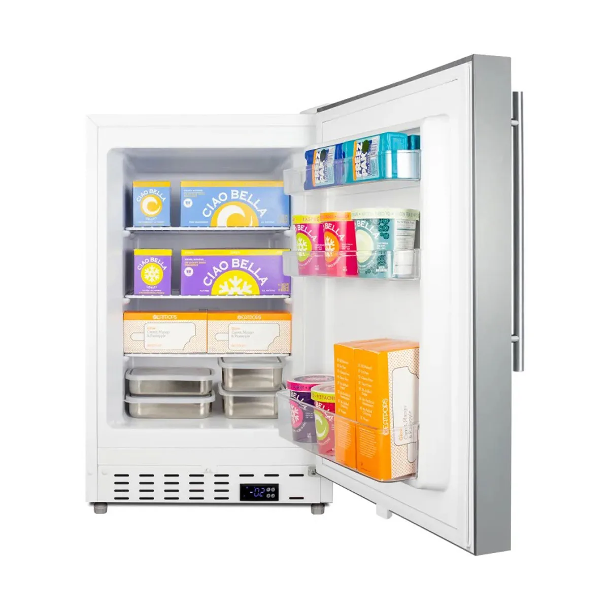 Summit ALFZ36CSSHV 20" Built-in or Freestanding Undercounter Freezer, Stainless Steel, Pro-Style Handle, 2.68 cu. ft.