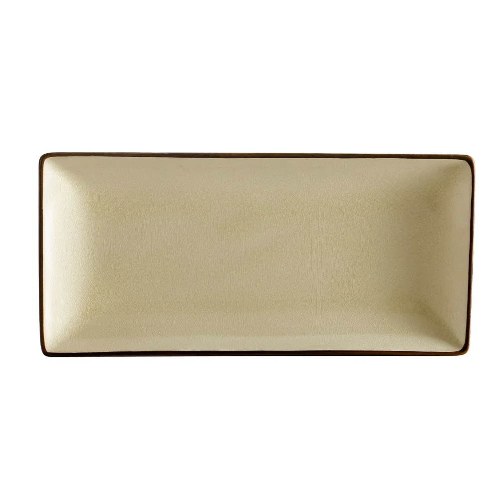 CAC China 666-13-W Rect Platter 11-1/2" L x 6-1/2" W x 1-1/4" H Creamy White Stoneware - Dozen