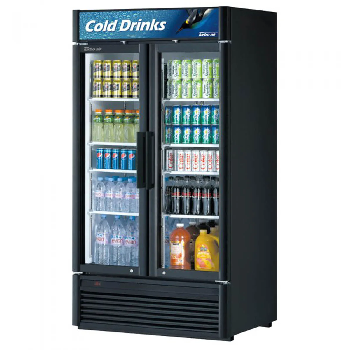 Turbo Air TGM-35SD-N 39" 2-Glass Door Merchandiser Refrigerator, 29.06 cu. ft., White or Black, LED Lighting