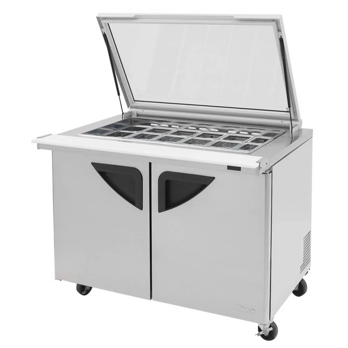 Turbo Air TST-48SD-18-N-GL 48" Mega Top Sandwich/Salad Prep Table w/ 2 Doors, 18 Pans