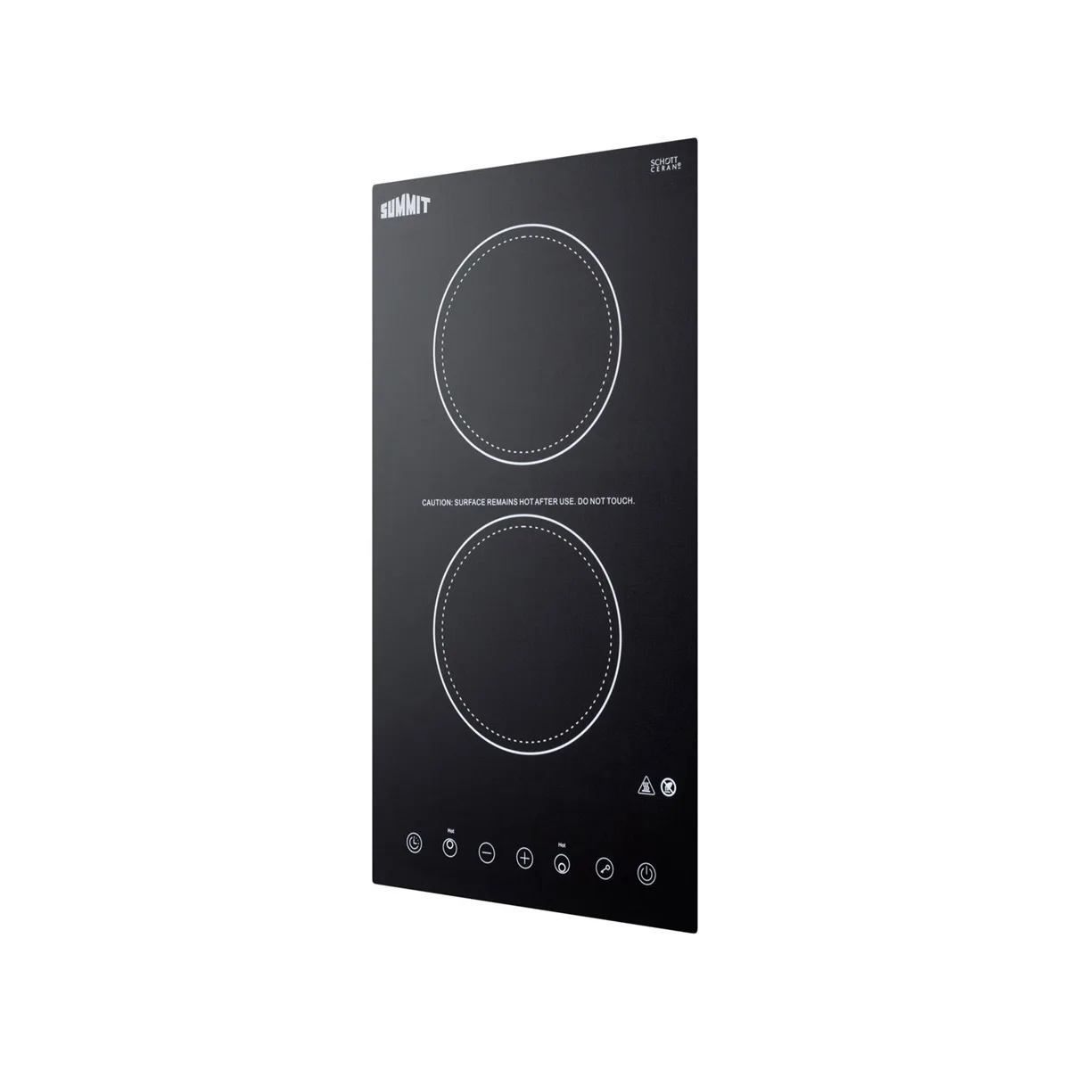 Summit CR2B15T1B 12" Electric Radiant Cooktop w/ (2) Burners, Black Ceramic Glass, Digital Controls, 2.4 kW, 115v