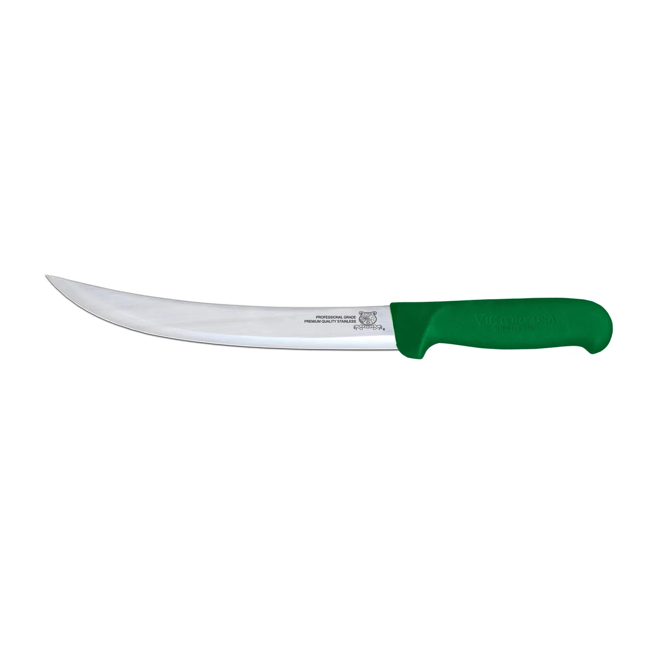 Omcan USA 23891 Breaking Knife - 8" Curved Stainless Steel Blade, Stamped, Green Plastic Handle