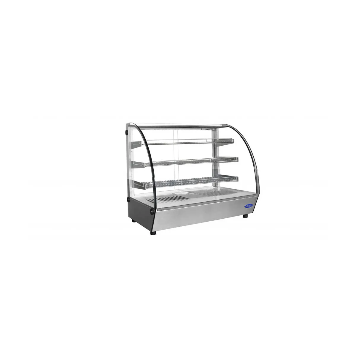 Atosa USA CHDC-44 27“ Countertop Heated Display Case, 3 Shelves, Curved Glass, 4.4 cu. ft.