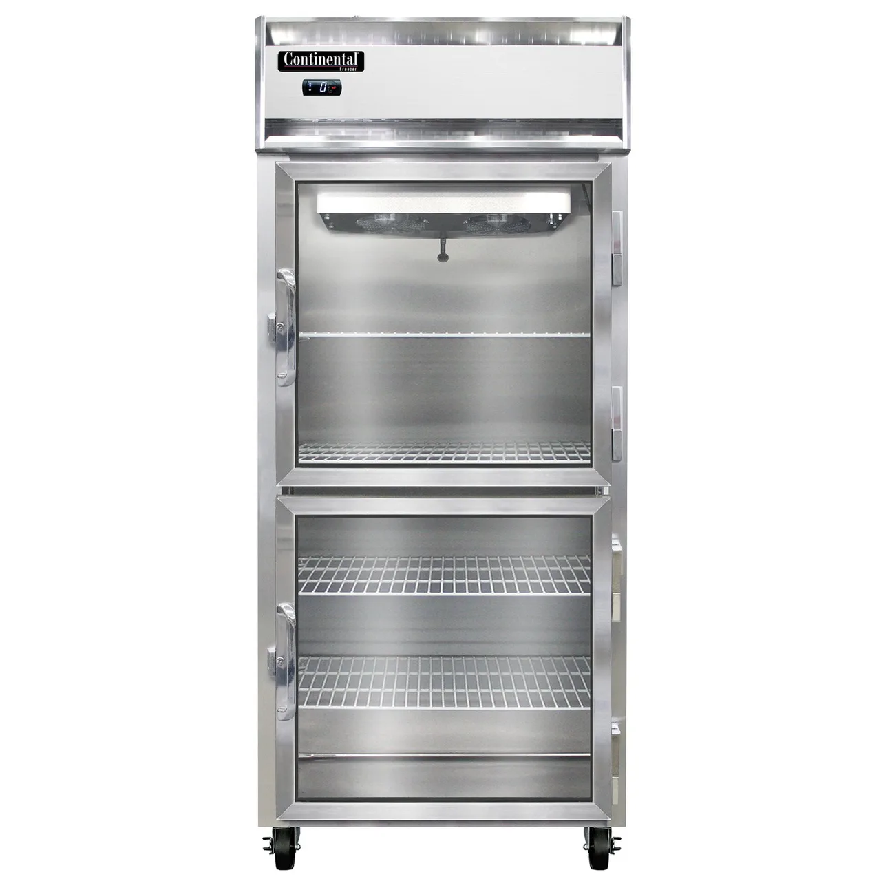 Continental Refrigerator 1FXNSSGDHD 36" 1-Section Reach-In Freezer, 2 Half Glass Doors, Stainless Steel, Top Mounted, 30 cu. ft.