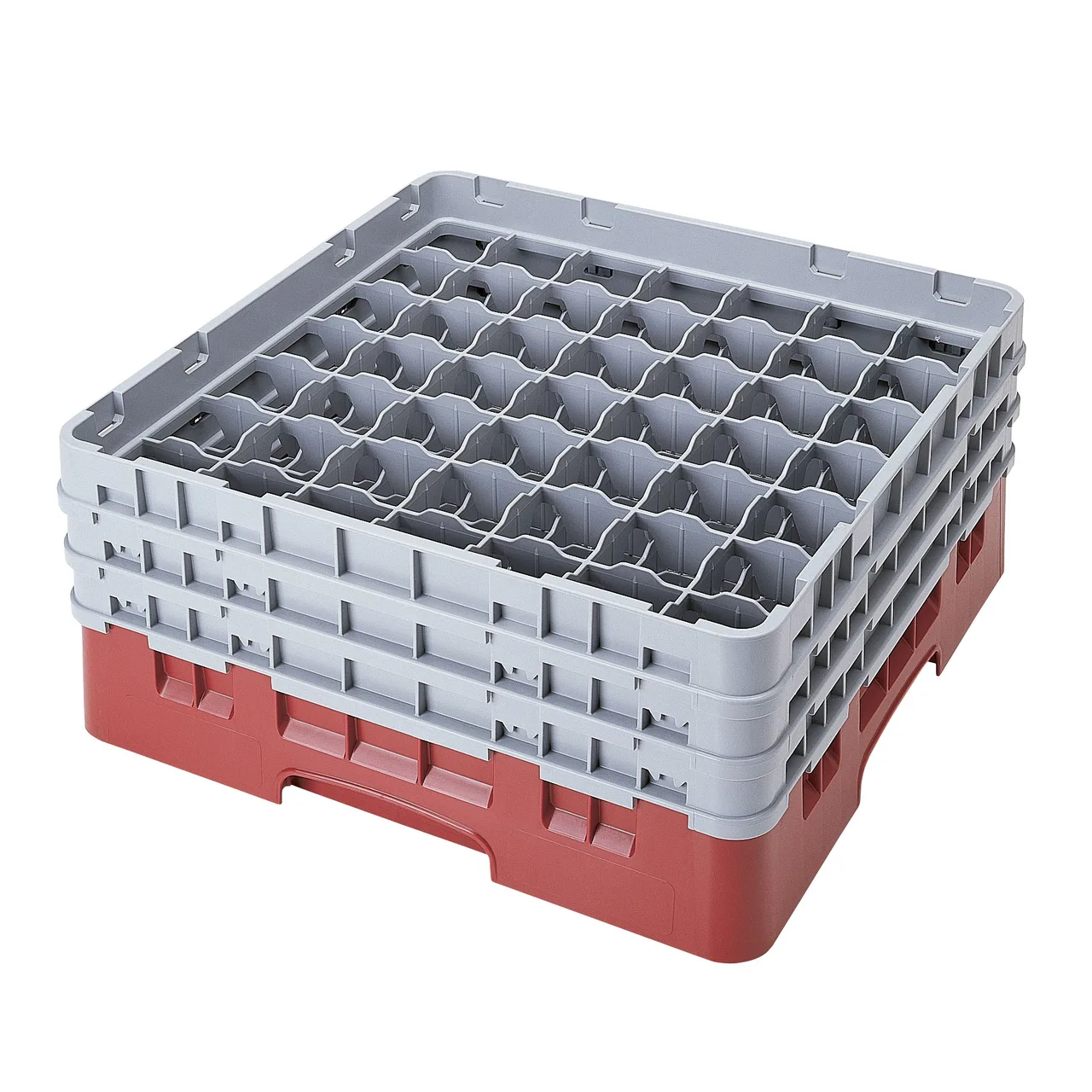 Cambro 49S638416 Camrack Glass Rack, Full Size, 19-3/4 x 19-3/4, 49 Compartments, Cranberry Red, 2-7/16 Max Dia, 6-7/8 Max Height, HACCP Compliant