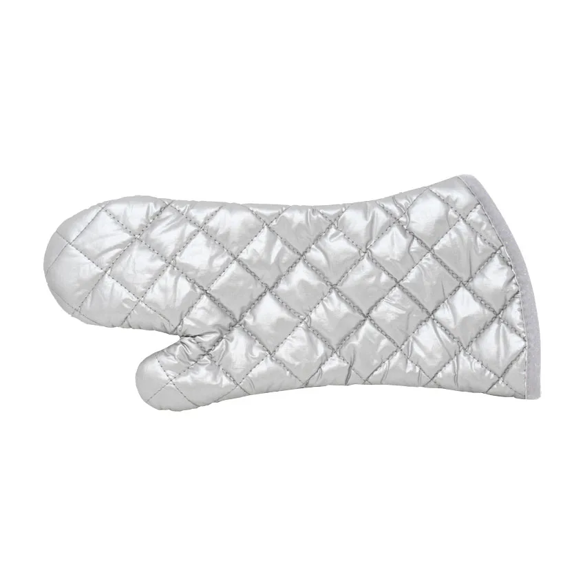 Omcan USA 46342 Oven Mitts - 15" Silver Coated Cotton Skull Design, Heat Resistant to 320°F