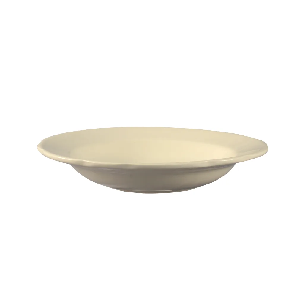 CAC China SC-3 Seville Soup Plate 10 Oz., 9" Dia., 1-1/2" H, Round Scallop, White Ceramic - Dozen