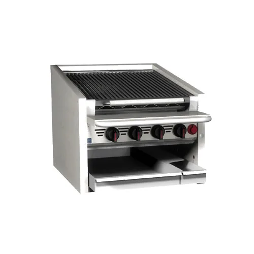 Magikitchn CM-SMB-648 48" Countertop Gas Ceramic Briquettes Charbroiler, (10) Burners, 150.000 BTU