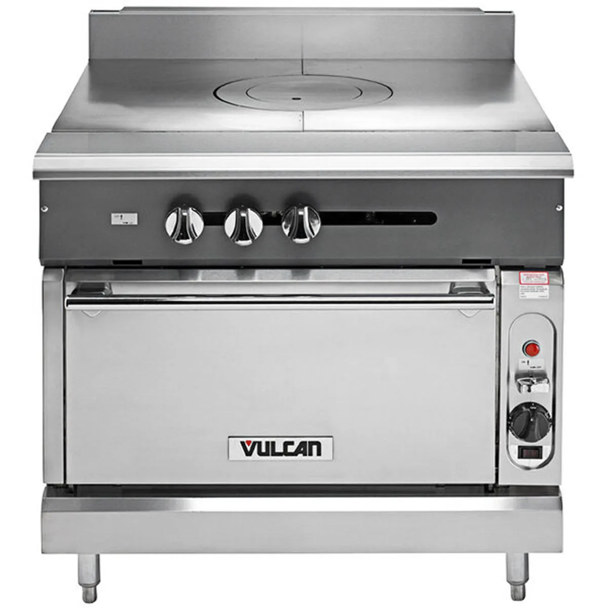 Vulcan V1FT36S 36" Gas Heavy Duty Range w/ (1) French Top, (1) Standard Oven, 95.000 BTU