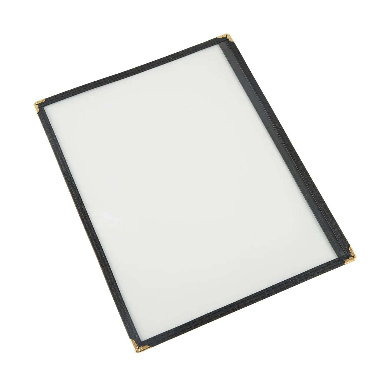 CAC China MCP1-911BK Menu Cover - 1‑Pocket Vinyl, 8½" x 11" Double‑Sided View, Black Trim