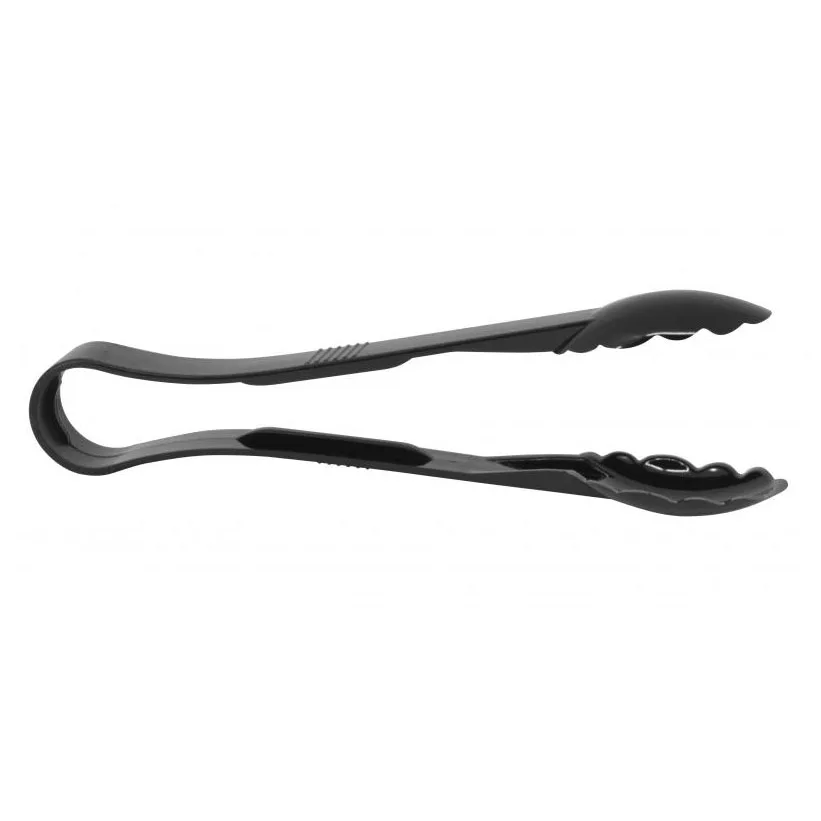 Omcan USA 80159 Plastic Serving Tongs, 12" Scallop Grip, Polycarbonate, Black, NSF