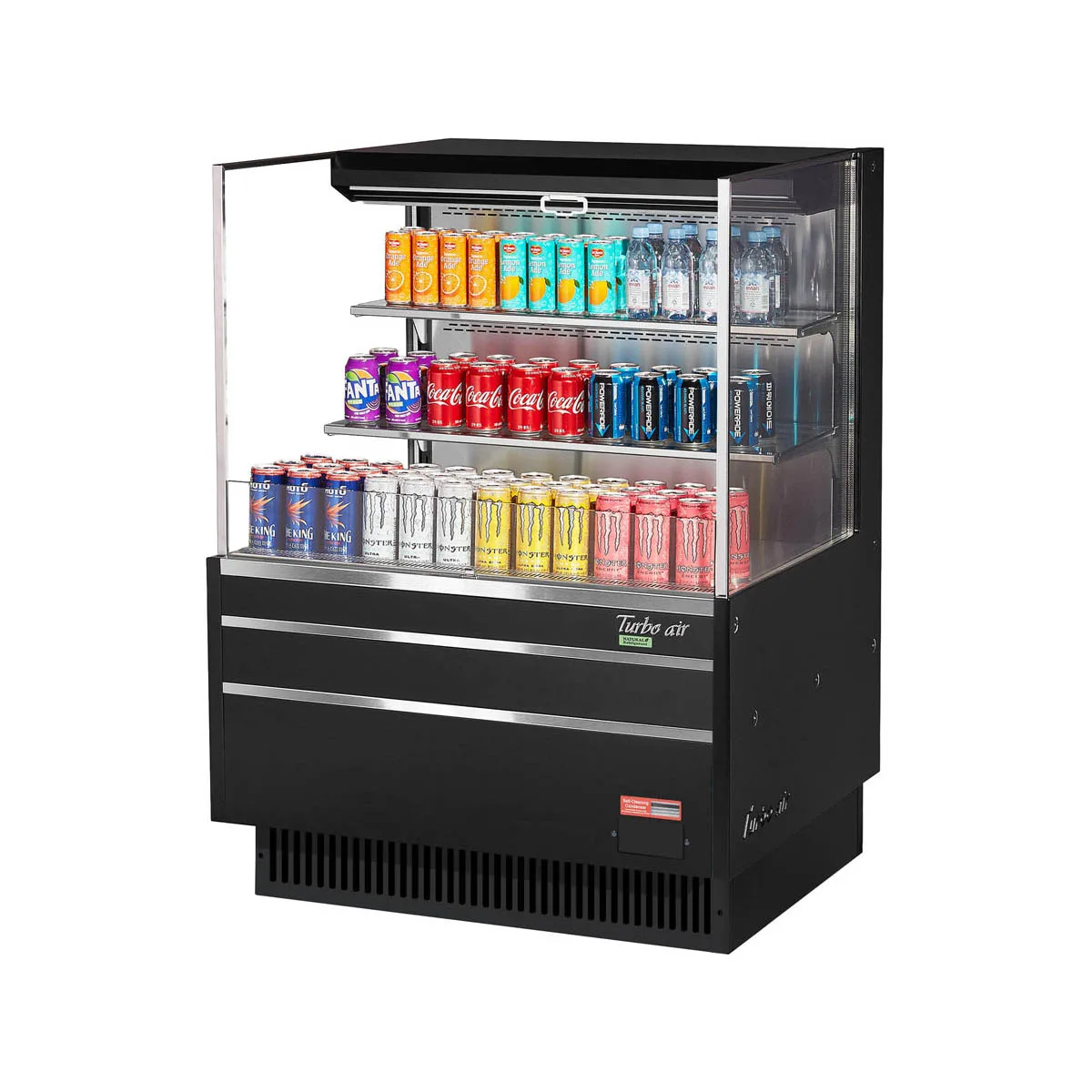 Turbo Air TOM-36L-UF-W(B)-3S-N 34" Horizontal Open Air Merchandiser, Specify Exterior, Self-Contained