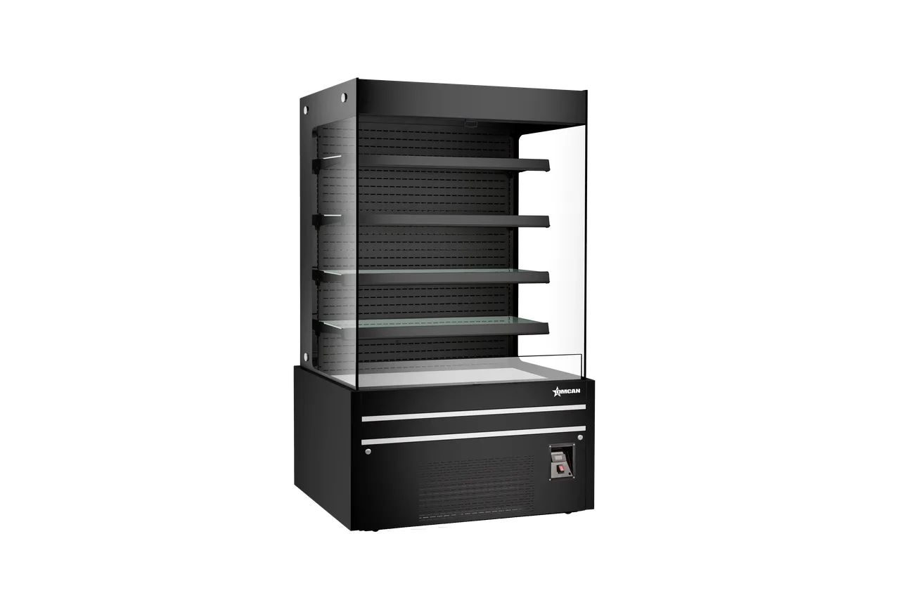 Omcan USA 48378 48" Vertical Open Air Merchandiser in Black, 4 Shelves, 26.83 cu. ft.