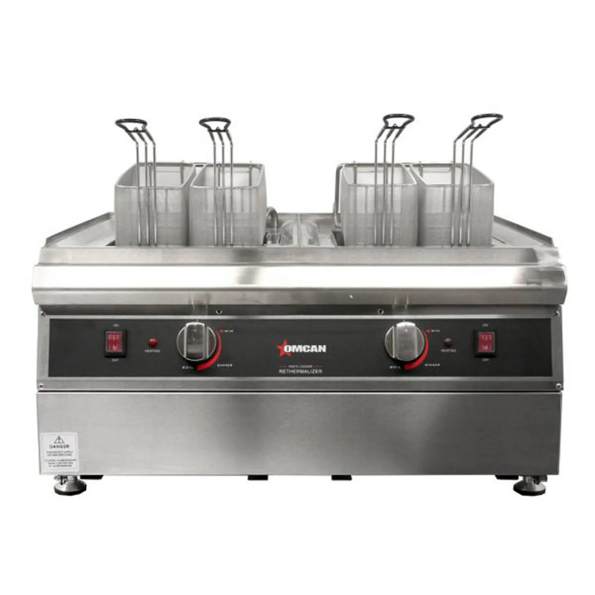 Omcan USA 41883 4.74 Gallon-18 Liter Countertop Electric Pasta Cooker, 2 Tanks, 240V, 7200W