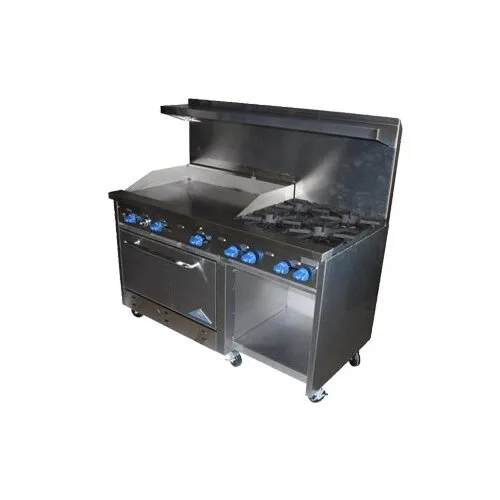 Comstock-Castle F33032-24 60" Gas Restaurant Range w/ (6) Open Burners, (1) 24" Griddle, (1) Standard Oven, (1) Cabinet Base, 240.000 BTU