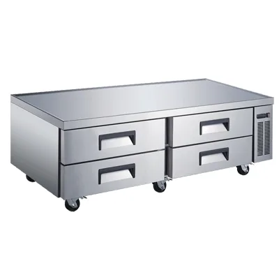Omcan USA 50072 72" 4 Drawers Refrigerated Chef Base, Side Mounted, (8) full size pans