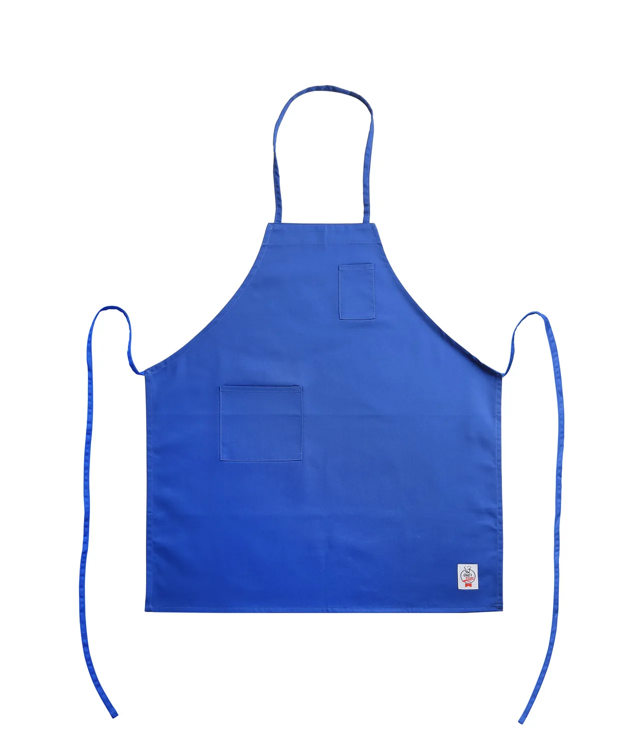 CAC China APBB-2BL Bib Apron, 26"W x 33"L, Blue, Poly/Cotton, 2 Pockets