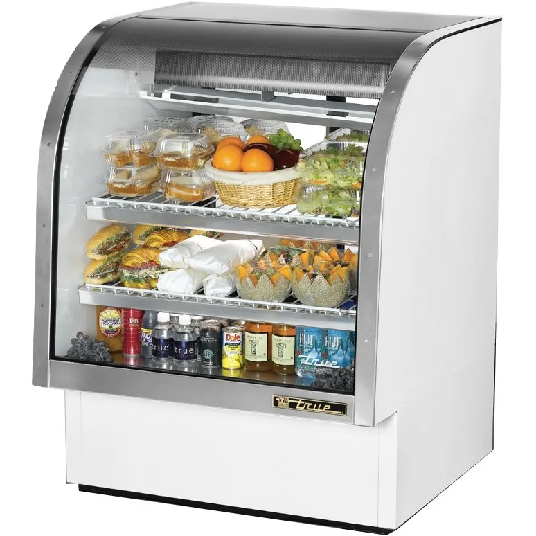 True TCGG-36-HC-LD 36" Curved Refrigerated Deli Display Case