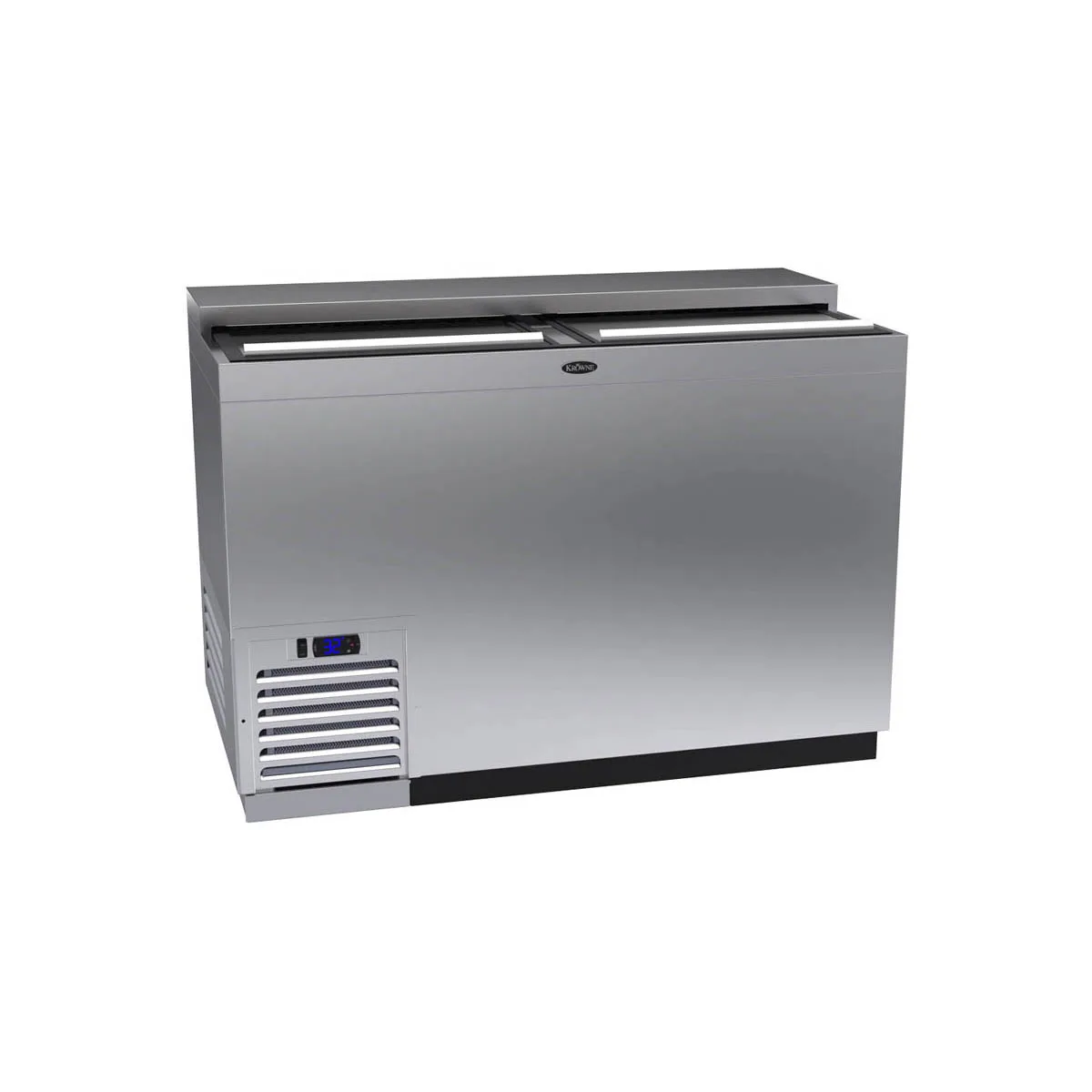 Krowne BC48-SS 48" Stainless Steel Flat Top Bottle Cooler w/ 2 Sliding Lids, 3 Divider Racks
