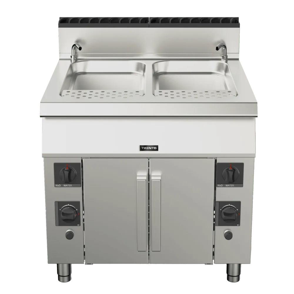 Omcan USA 49100 23.78 Gallon Gas Pasta Cooker, Double Tank, 156.000 BTU
