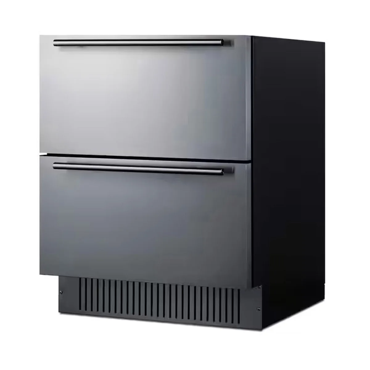 Summit SPR275OS2D 27" Built-in Outdoor Stainless Steel 2-Drawers Refrigerator in Black, 4.8 cu ft.