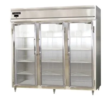 Continental Refrigerator D3RENSAGD 85" 3-Section Reach-In Refrigerator w/ 3 Glass Doors, Stainless Steel Exterior, 75 cu. ft.