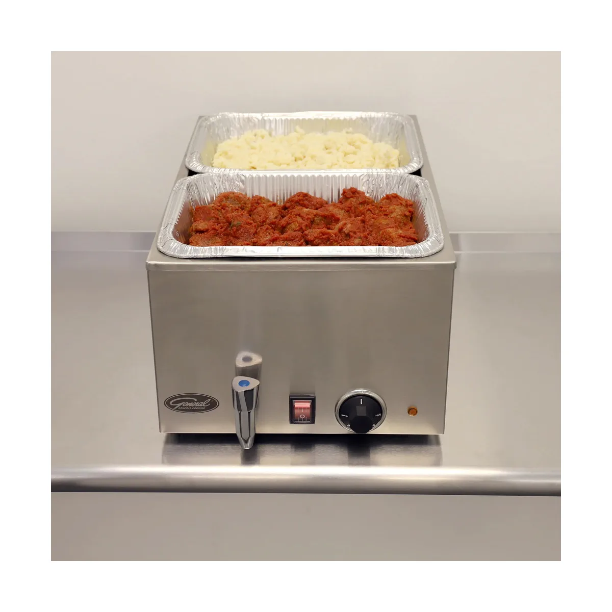 General GFW100D Countertop Food Pan Warmer w/ 6.3-Gal. Capacity, Adjustable Thermostat