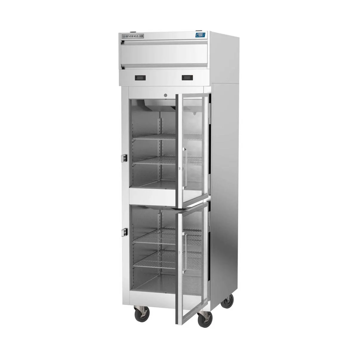 Beverage Air CT12-12HC-1HG 26" 1-Section Convertible Refrigerator Freezer, 2 Half Glass Doors, 18 cu. ft.