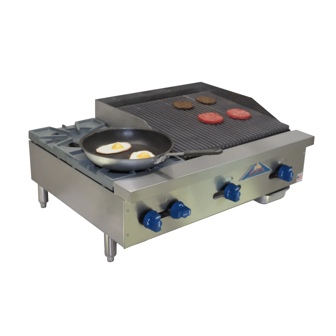 Comstock-Castle FHP36-2LB 36" Countertop Gas Lava Rock Charbroiler / Hotplate Combo, 98.000 BTU
