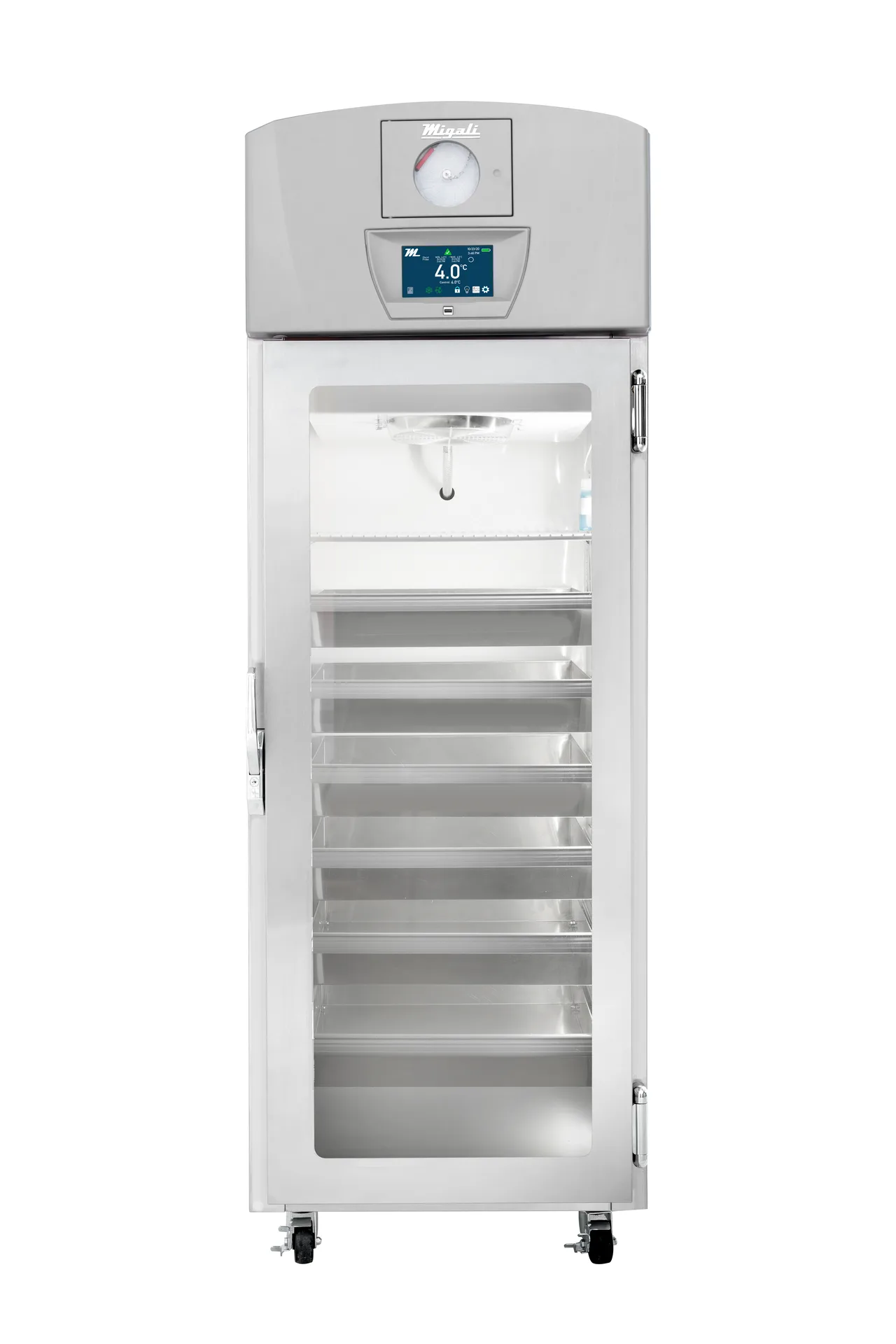 Migali EVOX-1RG-BB 27" Glass Door Fridge, 20.2 Cu Ft, 6 Shelves/Drawers, LCD, R‑134a 115V, ADA, USA