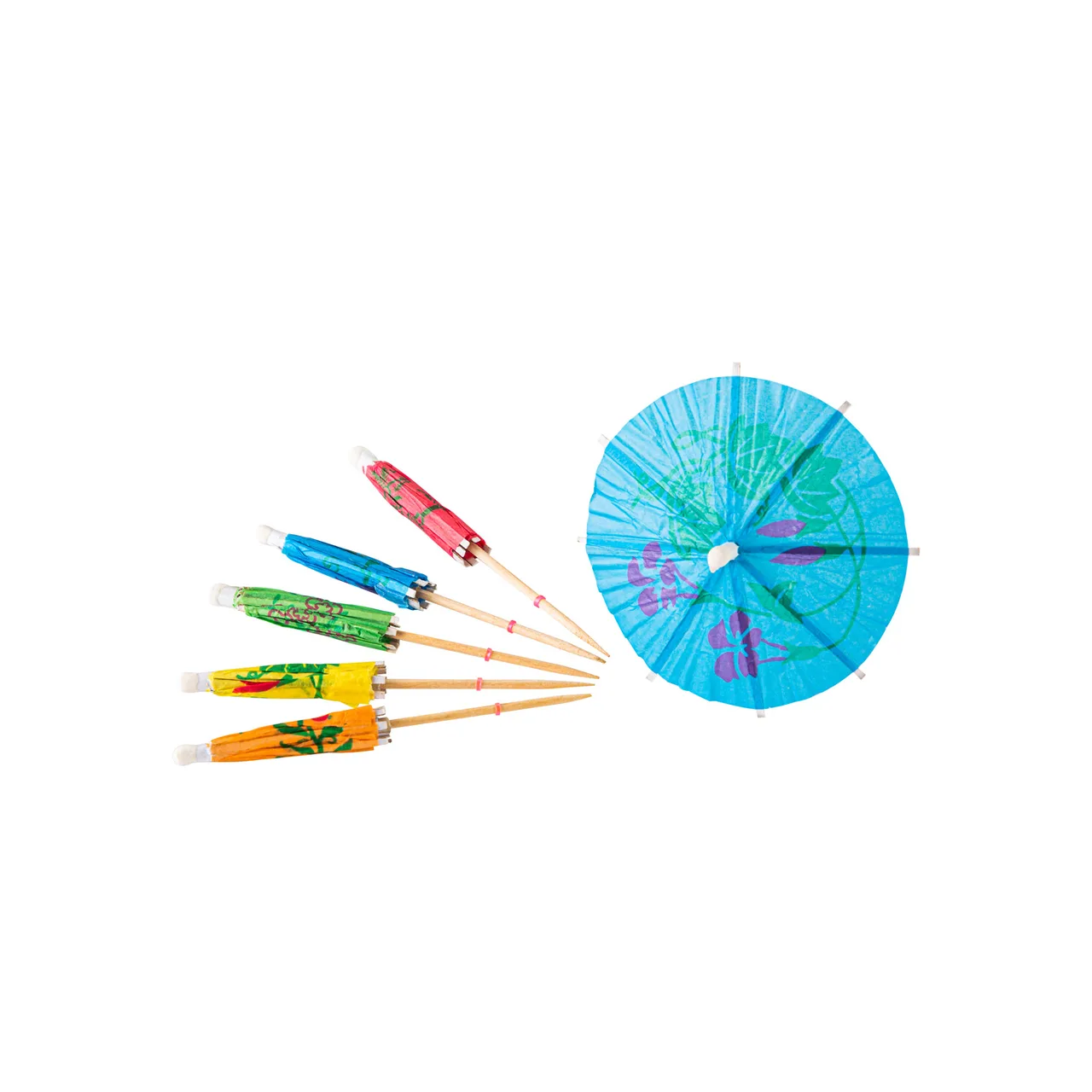 CAC China FPBU-P4 - 4" Bamboo Umbrella Food Picks, Assorted Colors, 4"-6" Length, Natural Bamboo, - 1/Pack