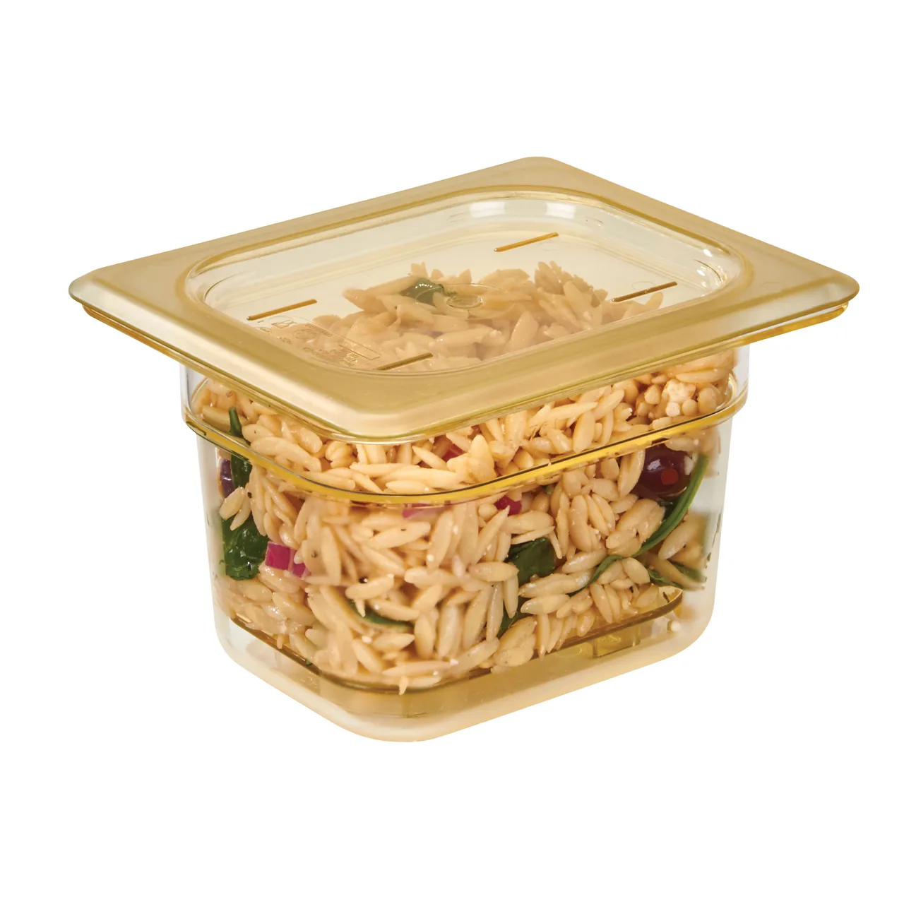 Cambro 80HPC150 H‑Pan Flat Amber Cover, 1/8 Size, -40°F to 300°F, Non‑Stick, NSF