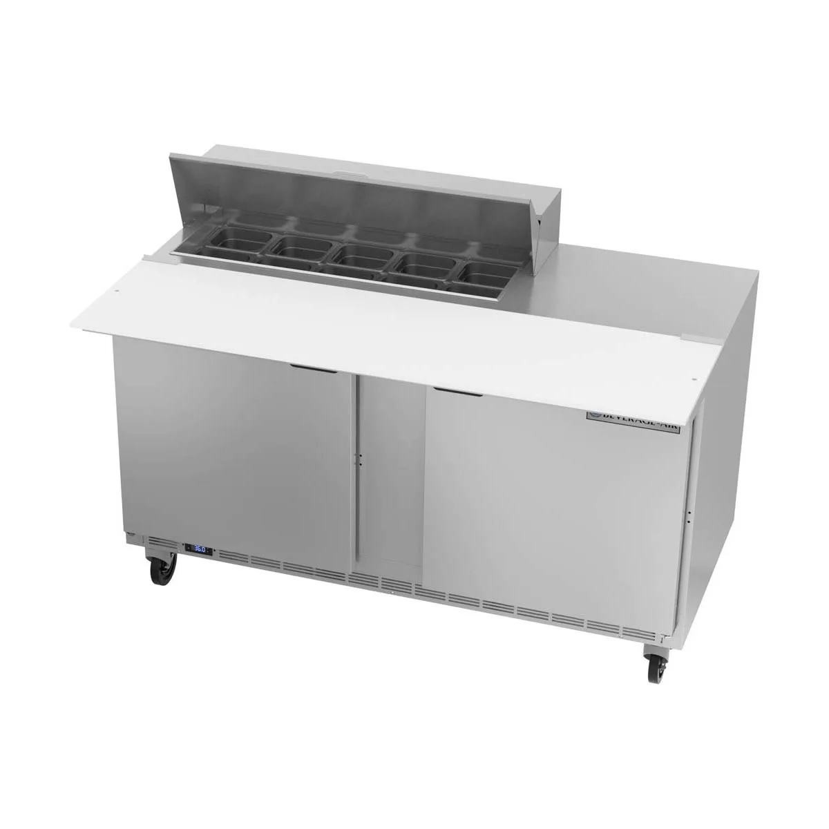 Beverage Air SPE60HC-10C 60" Two Section Sandwich/Salad Prep Table w/ 2 Doors, 10 pans, 16 cu. ft.