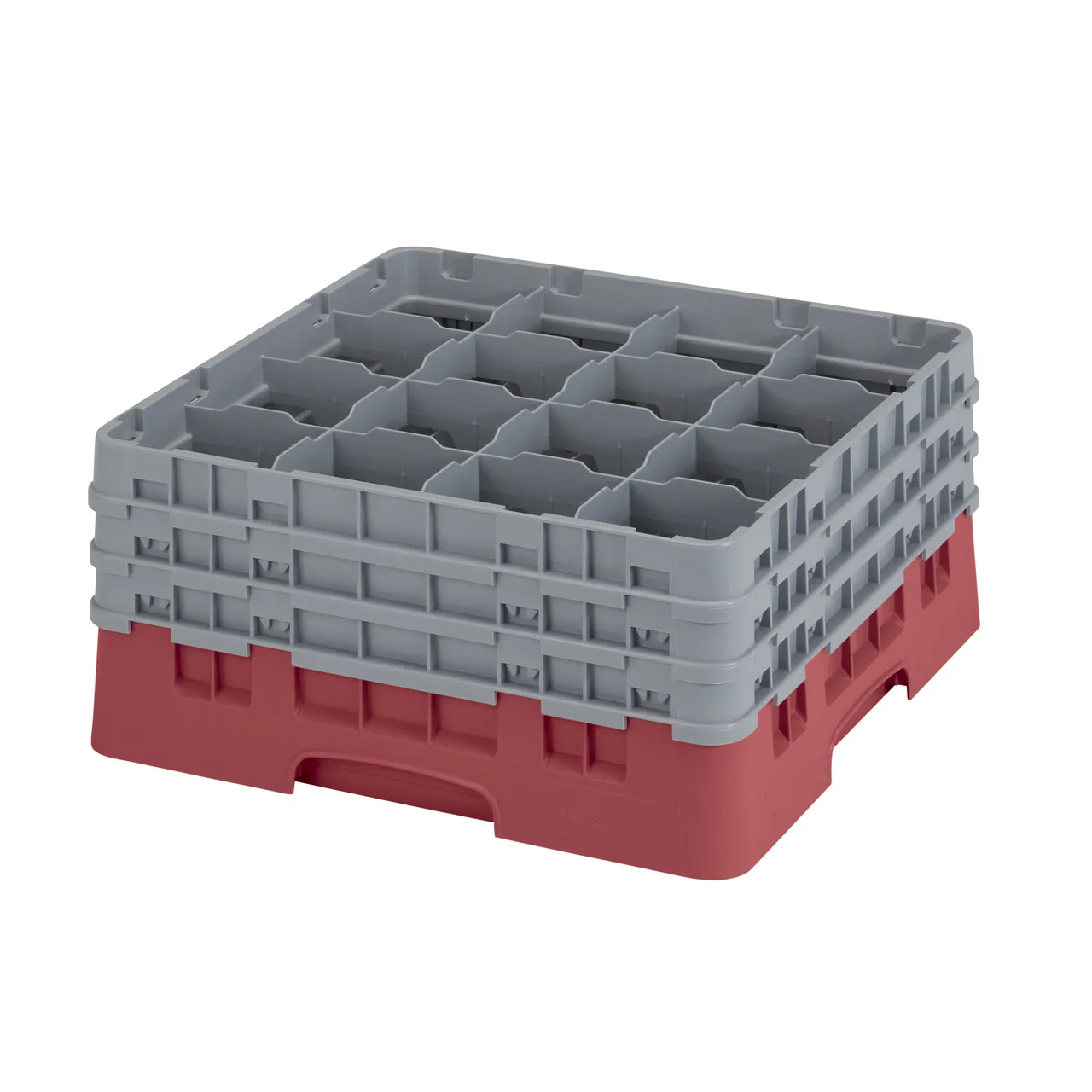Cambro 16S738416 Camrack Glass Rack, Full Size, 19-3/4 x 19-3/4, 16 Compartments, Cranberry Red, HACCP Compliant