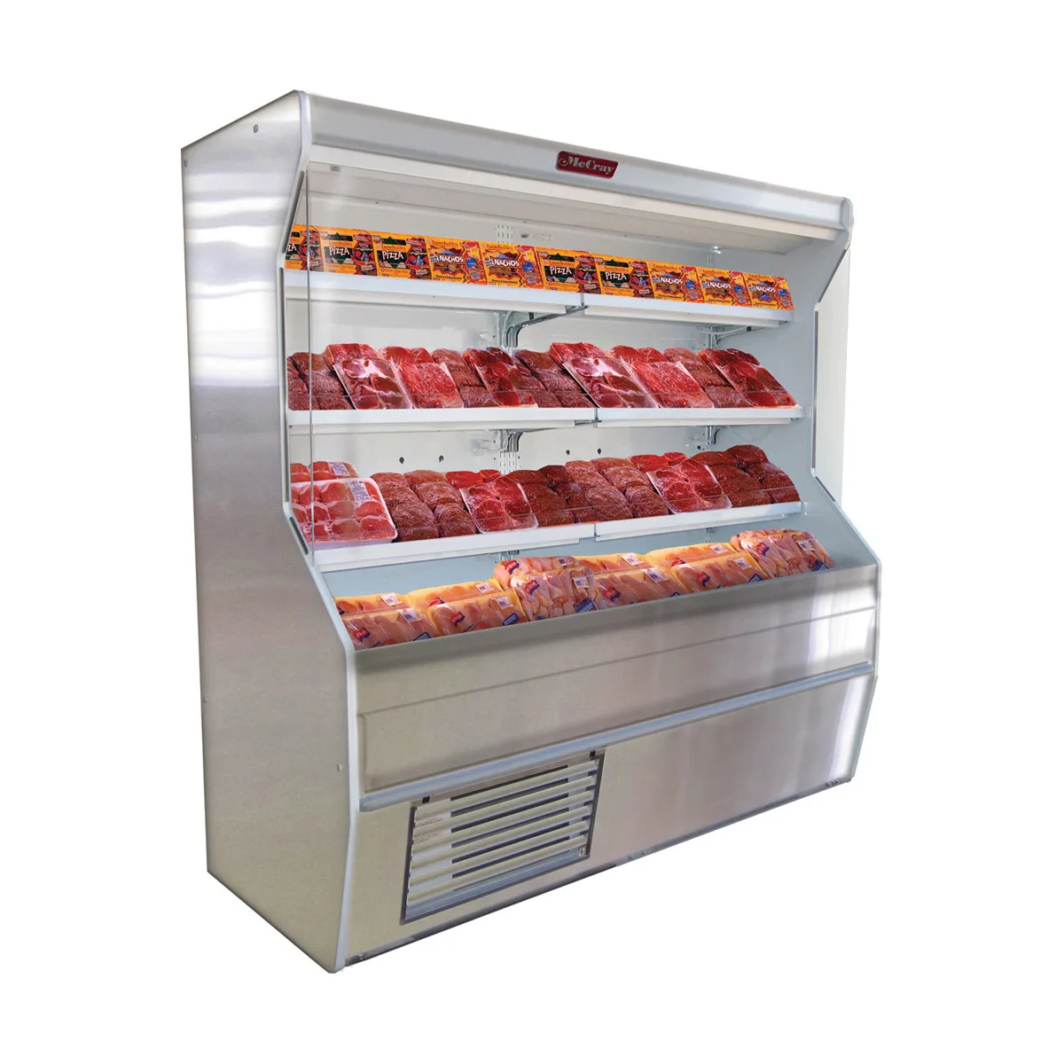 Howard-McCray SC-D32E-8-S-LED 98'' Vertical Dairy Open Air Merchandiser, Stainless Steel, Self-Contained