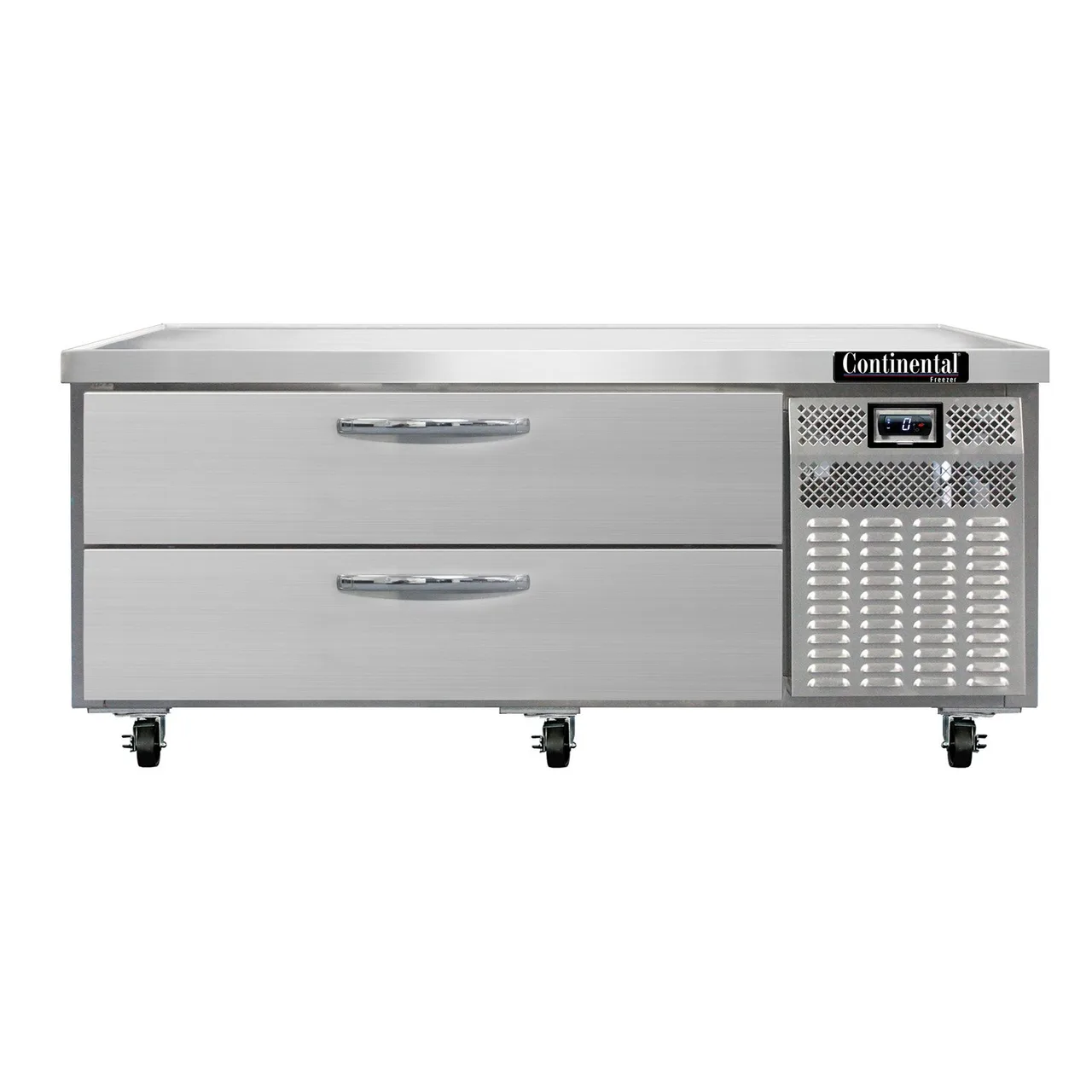 Continental Refrigerator D60GFN 60" 2 Drawers Freezer Chef Base w/ Marine Edge, Griddle Stand