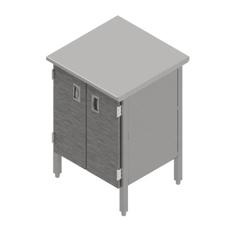 John Boos EBHS4-3084 84" Cabinet Base Hinged Doors Work Table, Flat Top / 14 Gauge Top