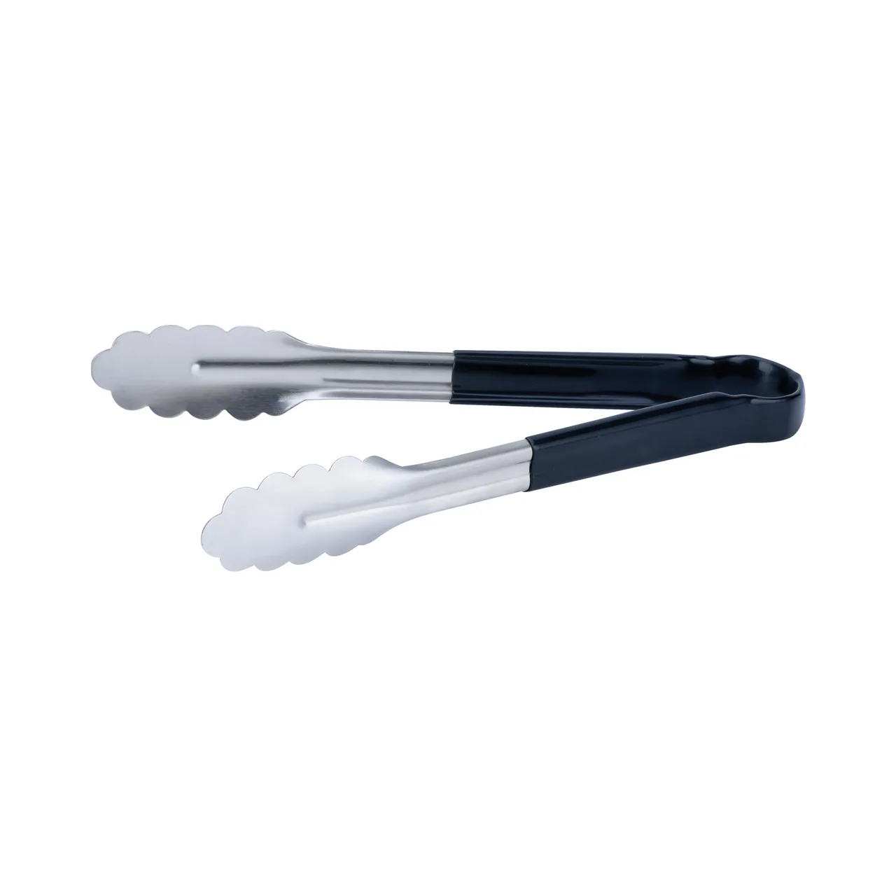 CAC China STCH-10BK Utility Tongs, 10" Heavy-Duty Stainless Steel, Black Handle