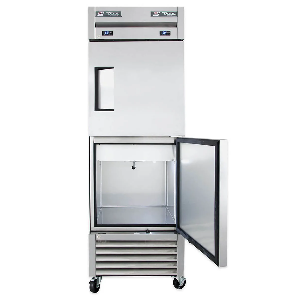 True T-23DT-HC 27" 1-Section Reach-In Refrigerator Freezer Combo w/ 2 Half Solid Doors