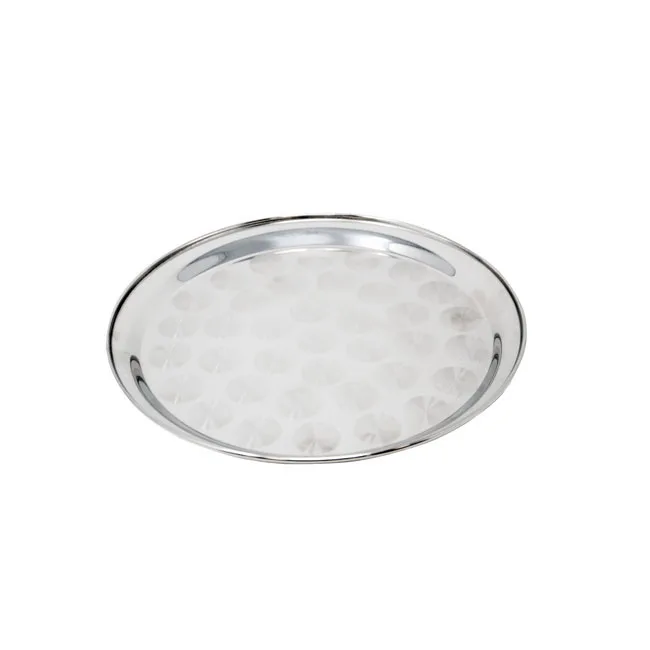 Omcan USA 80811 - 12" Stainless Steel Round Serving Tray, Durable Metal Display Tray