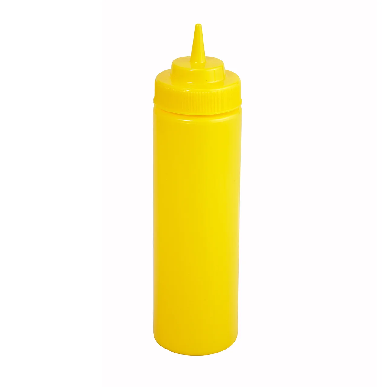 Winco PSW-12Y Squeeze Bottle, 12 oz Wide Mouth, BPA-Free Yellow Plastic, Single Tip - 6/Pack