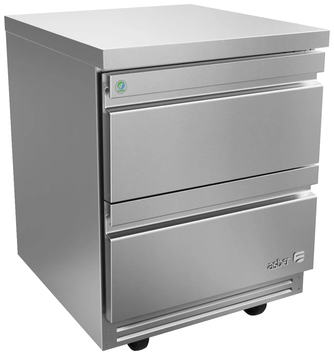 Asber AUTR-27-D2-P 28" 2-Drawer Undercounter Refrigerator, Stainless Steel, Front Breathing, 9.5 cu. ft.