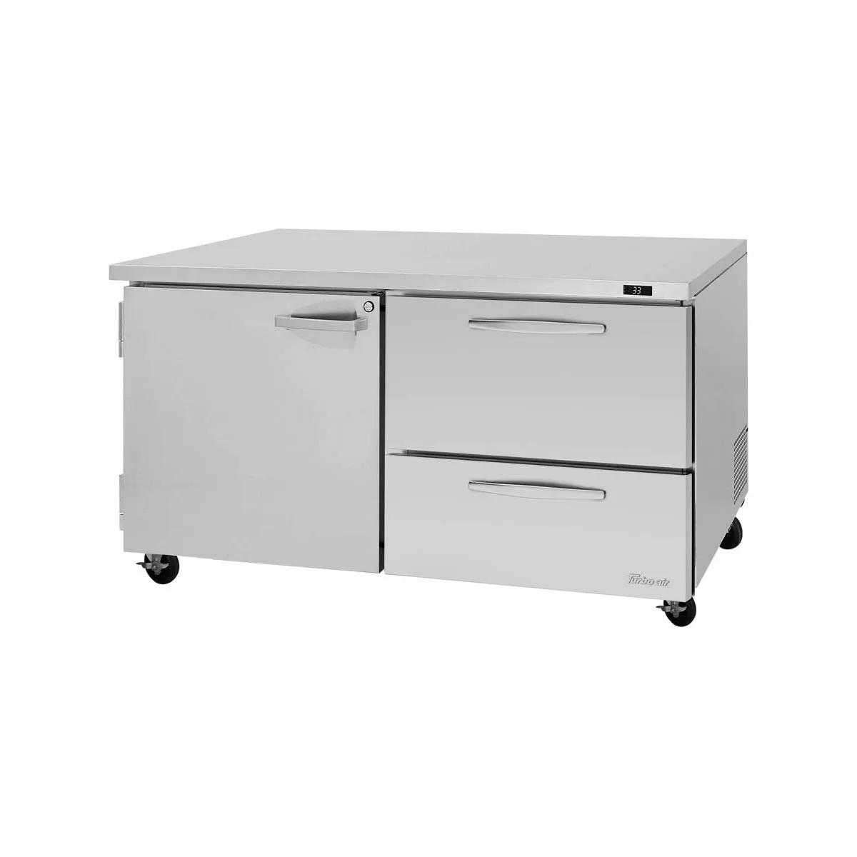 Turbo Air PUR-60-D2R(L)-N 60" 1-Door & 2-Drawer Undercounter Refrigerator, Stainless Steel, 17 cu. ft.