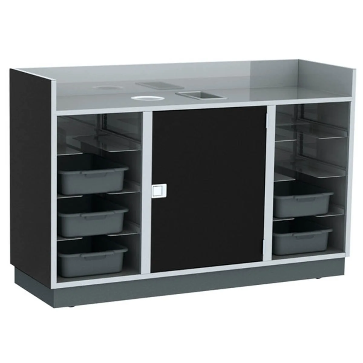Lakeside 4618 Mobile Bussing Station, 70"W, Stainless Steel, Plastic Laminate Finish, 5" Swivel Wheels