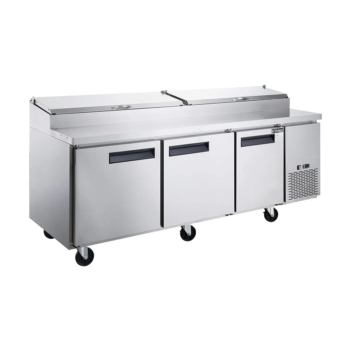 Dukers Appliance Co DPP90 90" Refrigerated Pizza Prep Table w/ 3 Doors, (12) 1/3 Size Pans 